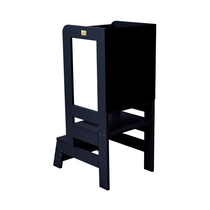 Black Montessori Tower with MeowBaby Blackboard