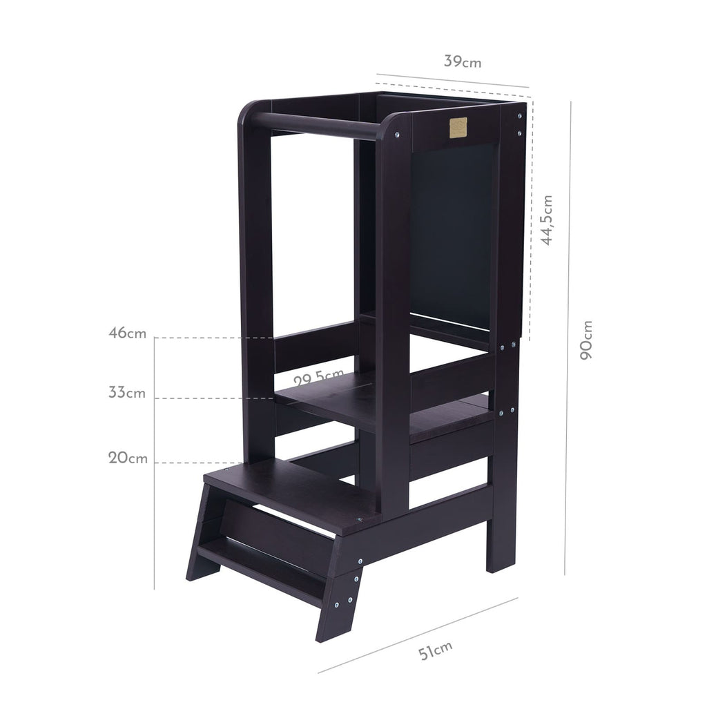 Black Montessori Tower with MeowBaby Blackboard