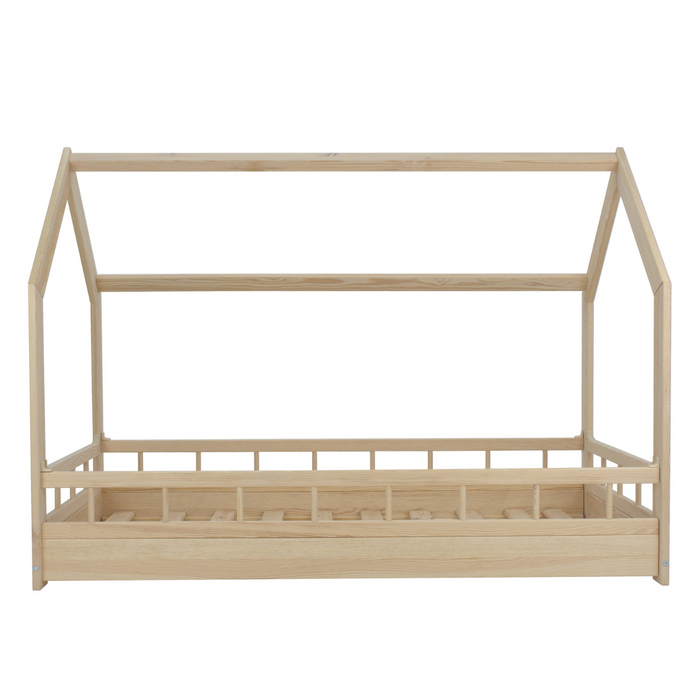 Montessori House Cot with Complete Side 80x160 cm in Wood