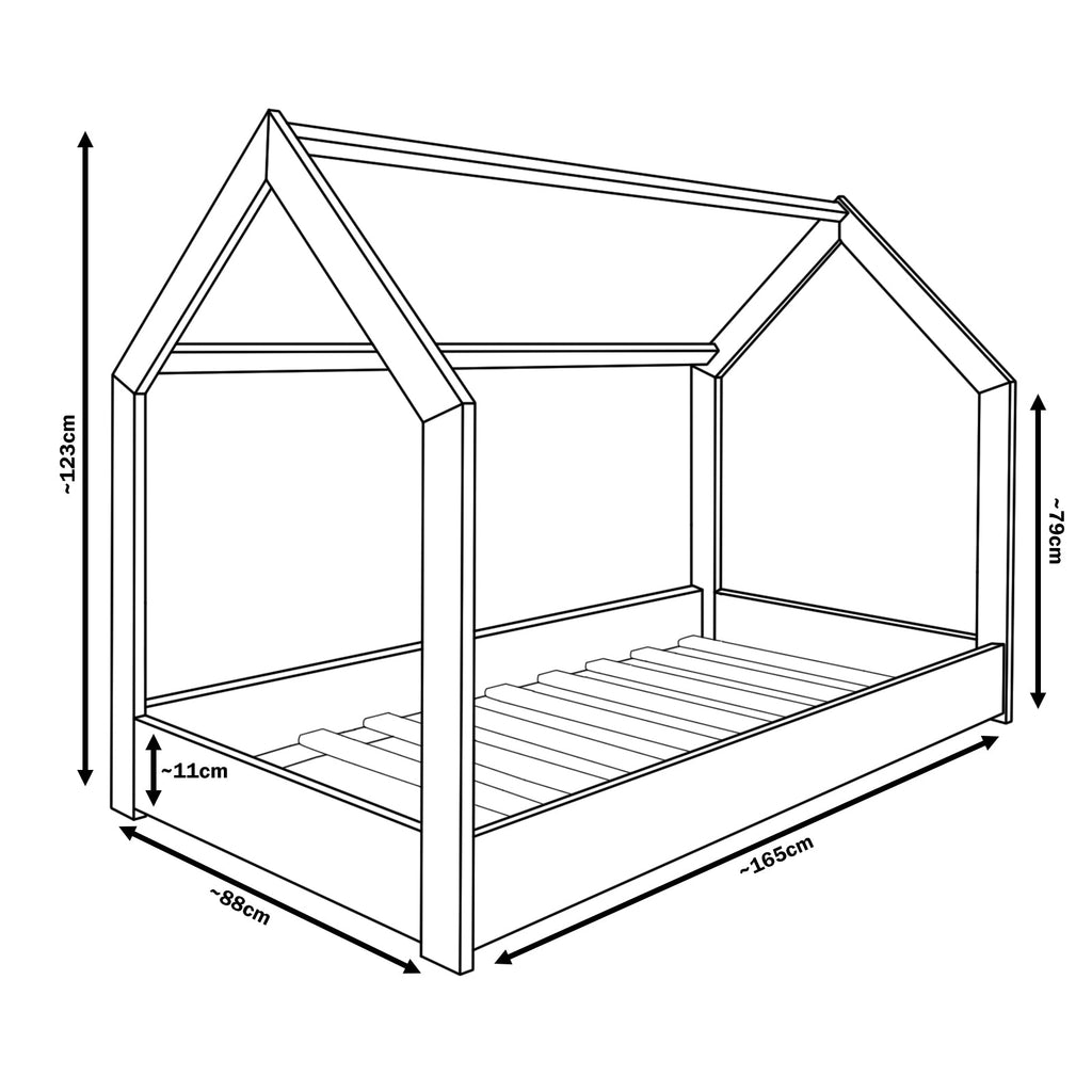 Montessori House Cot Gray 80x160 cm