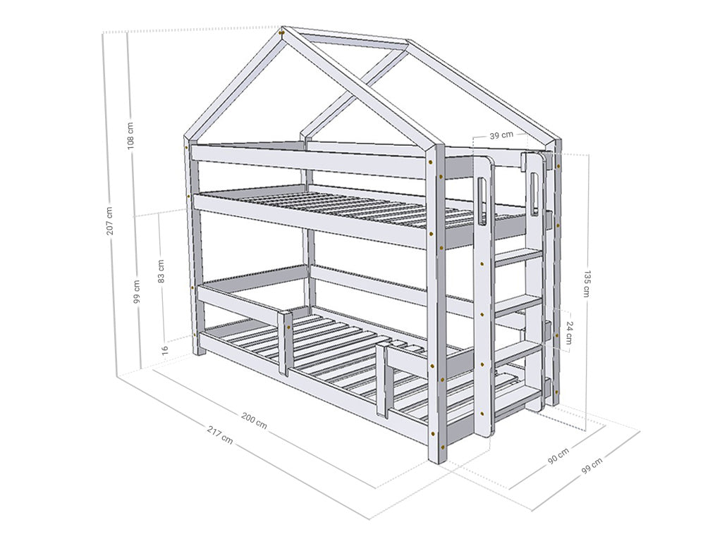 KILI Wooden Bunk Bed - Multiple Colors and Sizes Available