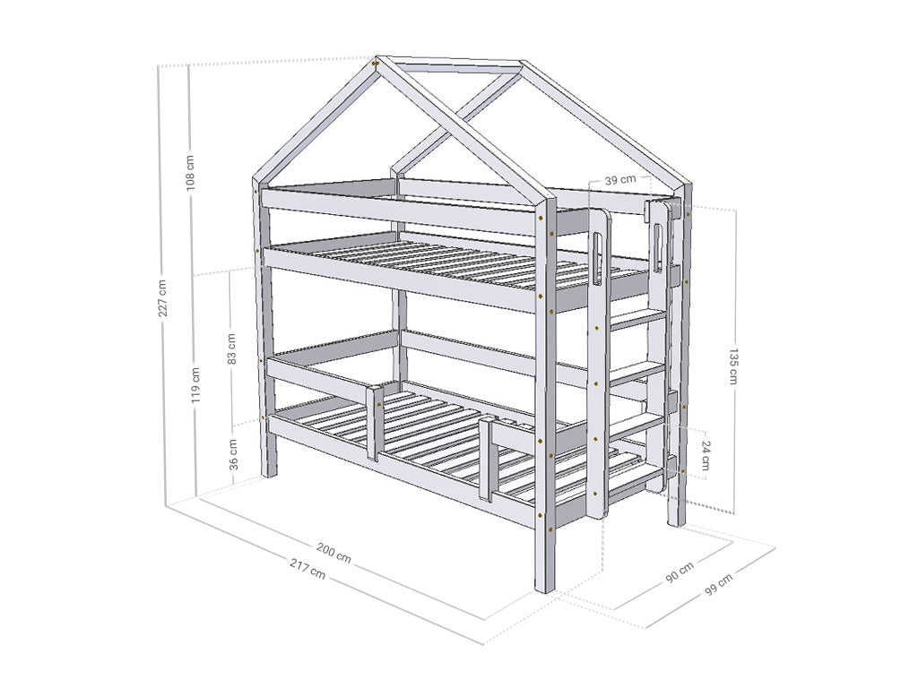 KILI Wooden Bunk Bed - Multiple Colors and Sizes Available