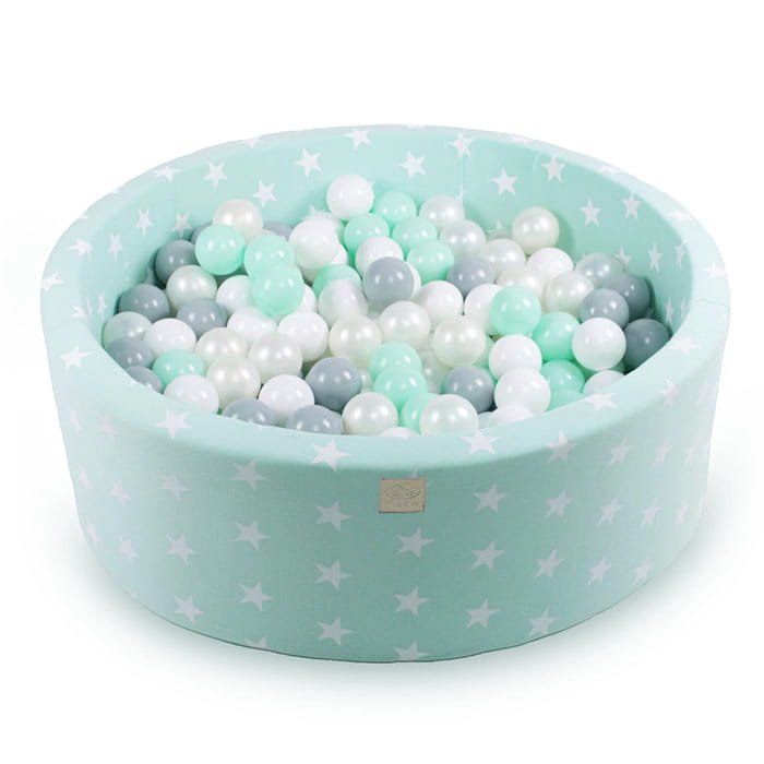 Star Pool with Mint, Grey, White and Pearl White Balls MeowBaby - My Montessori Bed