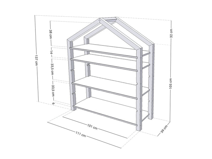 Montessori bookcase in Casetta Polly Grigio