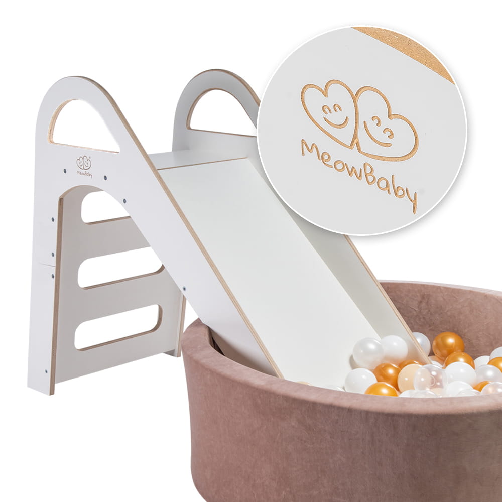 MeowBaby White Scandi Wooden Montessori Slide