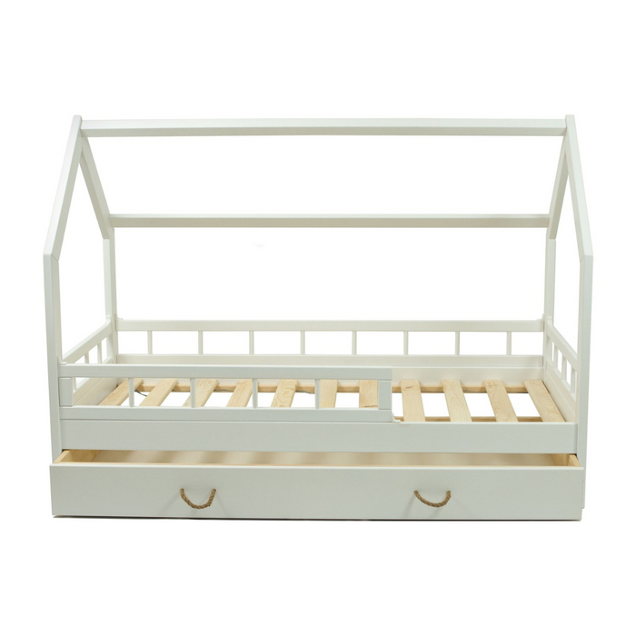 White house cot with chest of drawers and sides 80x160 cm